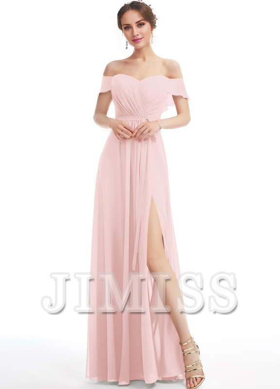 Ruffled A-line Floor-length Chiffon Bridesmaids Dress