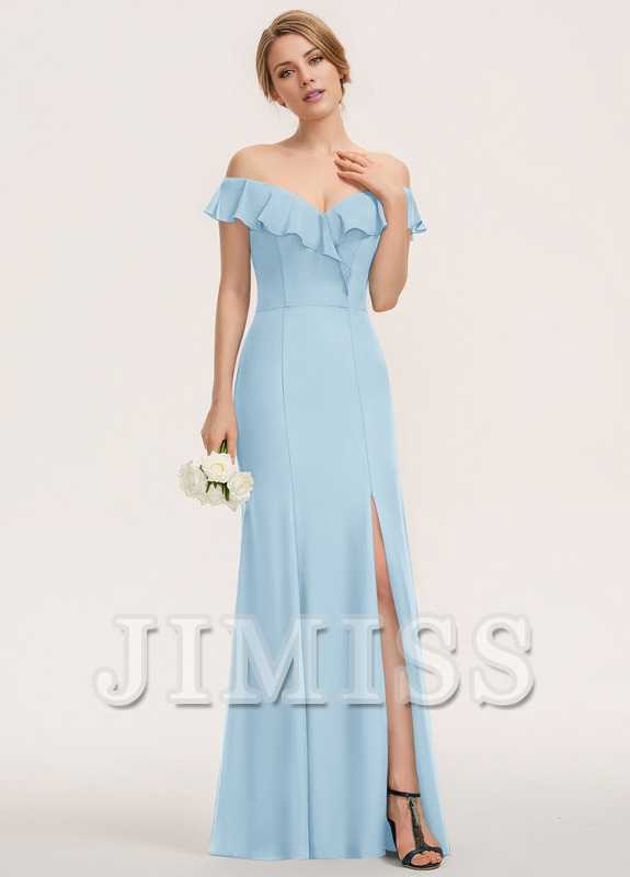 Tiered ruffled fitted pillared strapless floor-length chiffon bridesmaid dress