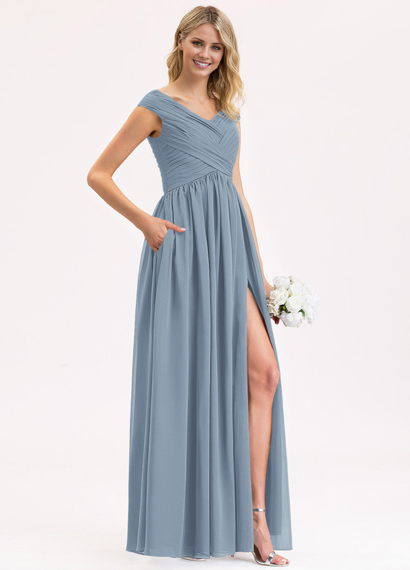 Ruffled A-line Floor-length Chiffon Bridesmaids Dress