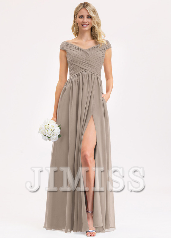 Ruffled A-line Floor-length Chiffon Bridesmaids Dress