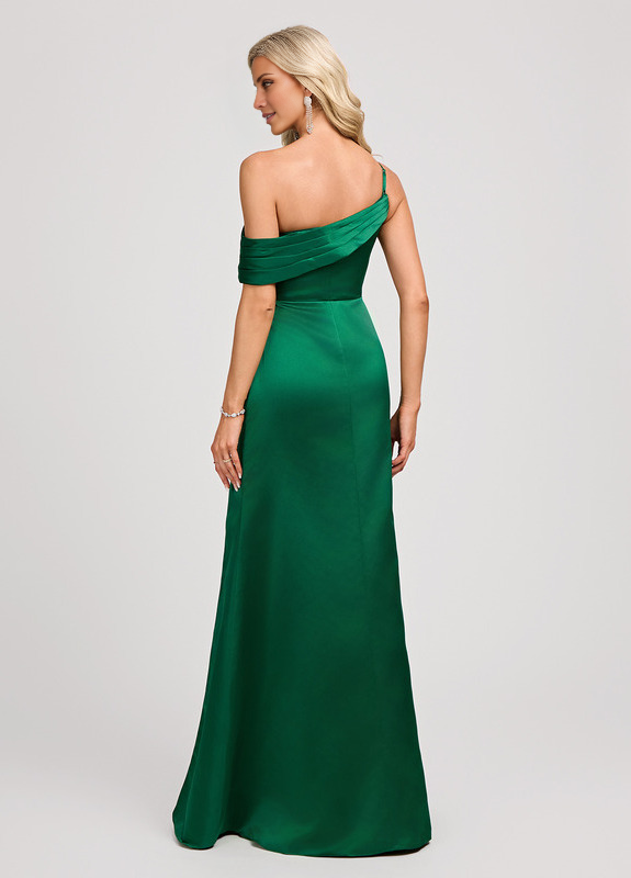 Trumpet/Fishtail One Shoulder Floor Length Satin Bridesmaid Dress