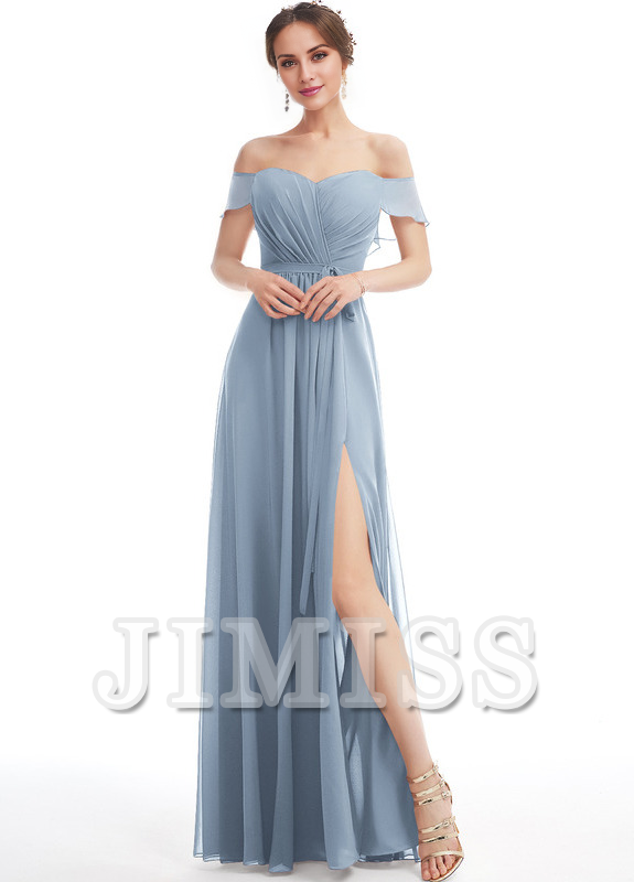Ruffled A-line Floor-length Chiffon Bridesmaids Dress