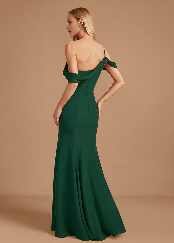 Trumpet Mercedes-tail One-shoulder Floor-length Chiffon Bridesmaid Dress