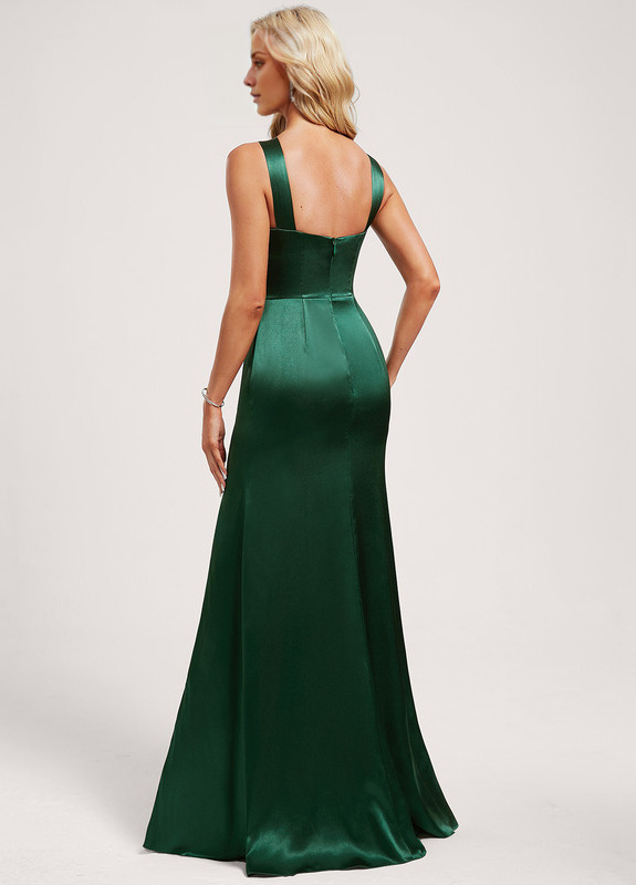 Trumpet/Mermaid Halter Neck Floor Length Satin Bridesmaid Dress