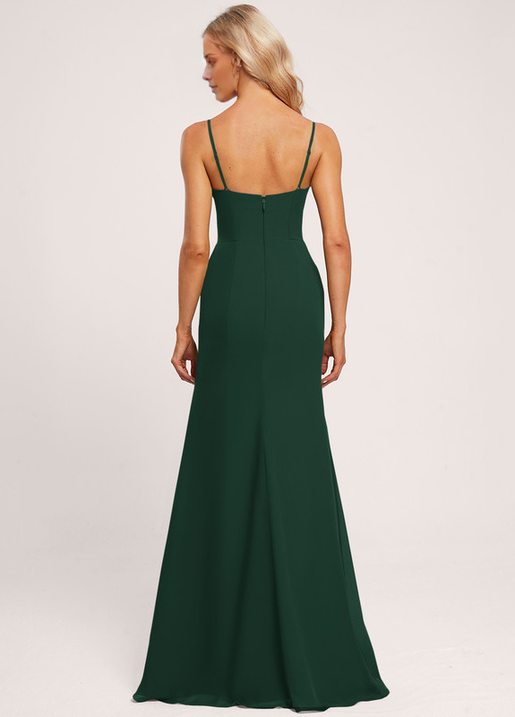 Trumpet Mermaid Hood Ruffle Floor Length Chiffon Bridesmaid Dress