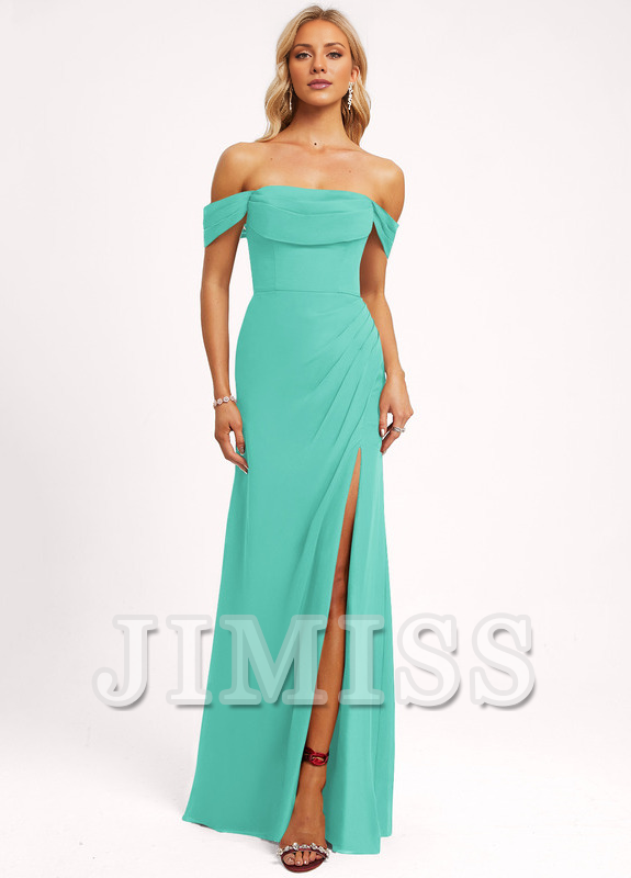 Ruffled A-line Floor-length Chiffon Bridesmaids Dress