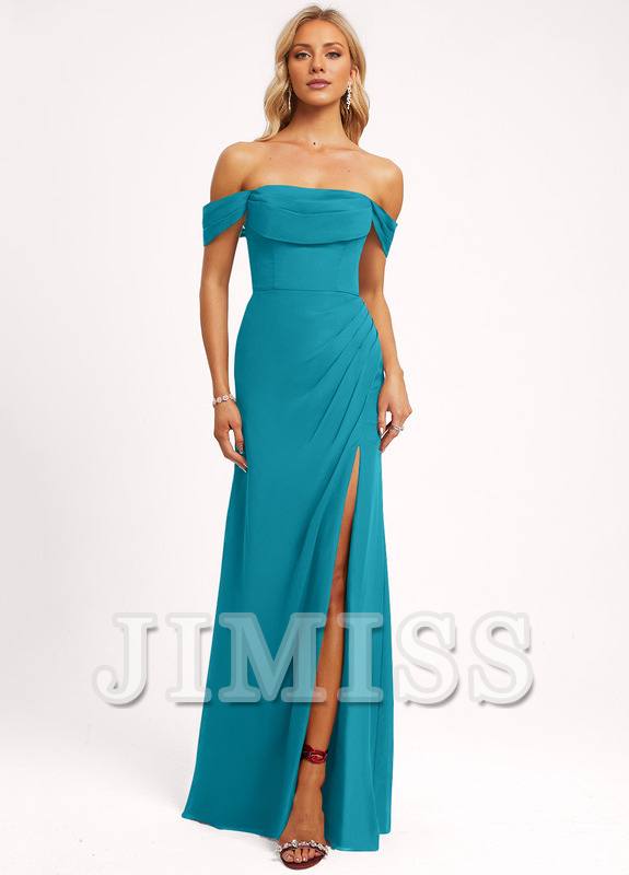 Ruffled A-line Floor-length Chiffon Bridesmaids Dress