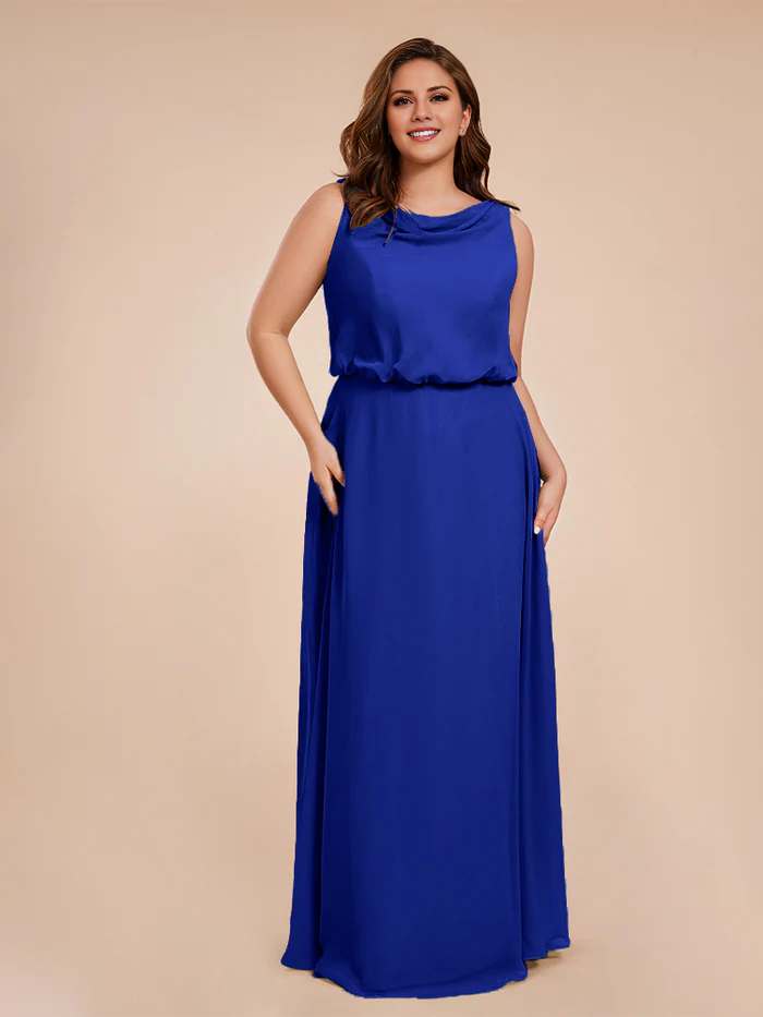 Wind neck chiffon plus size and floor length bride dresses