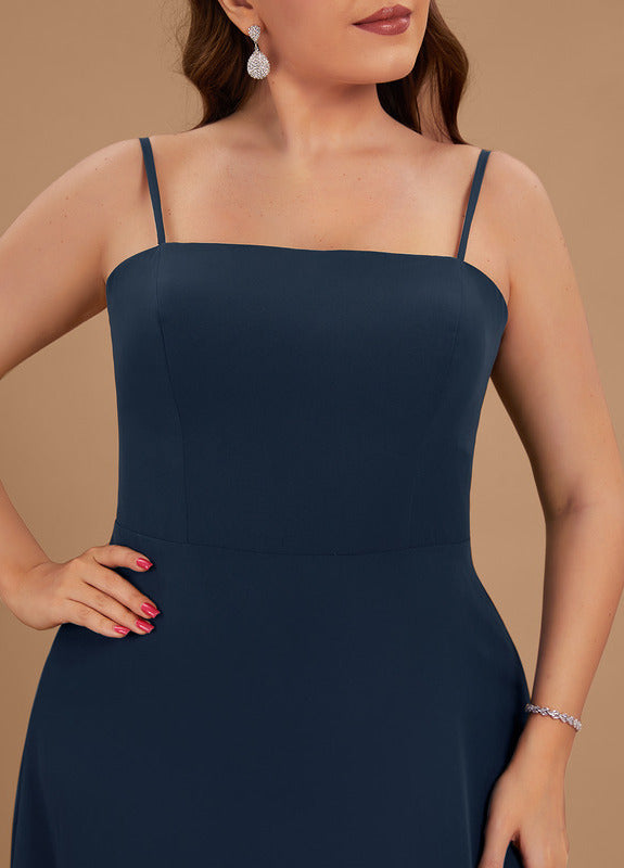 A-line square floor-length chiffon bridesmaid dress