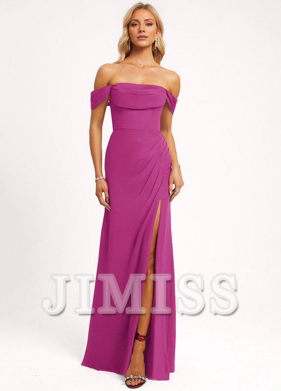 Ruffled A-line Floor-length Chiffon Bridesmaids Dress
