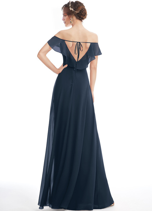 Ruffled A-line Floor-length Chiffon Bridesmaids Dress