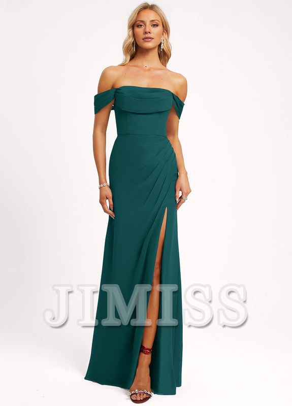 Ruffled A-line Floor-length Chiffon Bridesmaids Dress