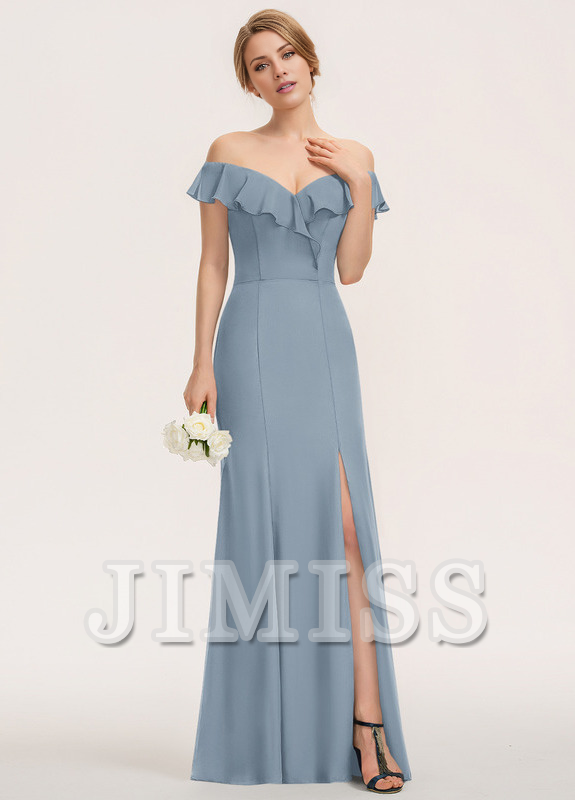 Tiered ruffled fitted pillared strapless floor-length chiffon bridesmaid dress