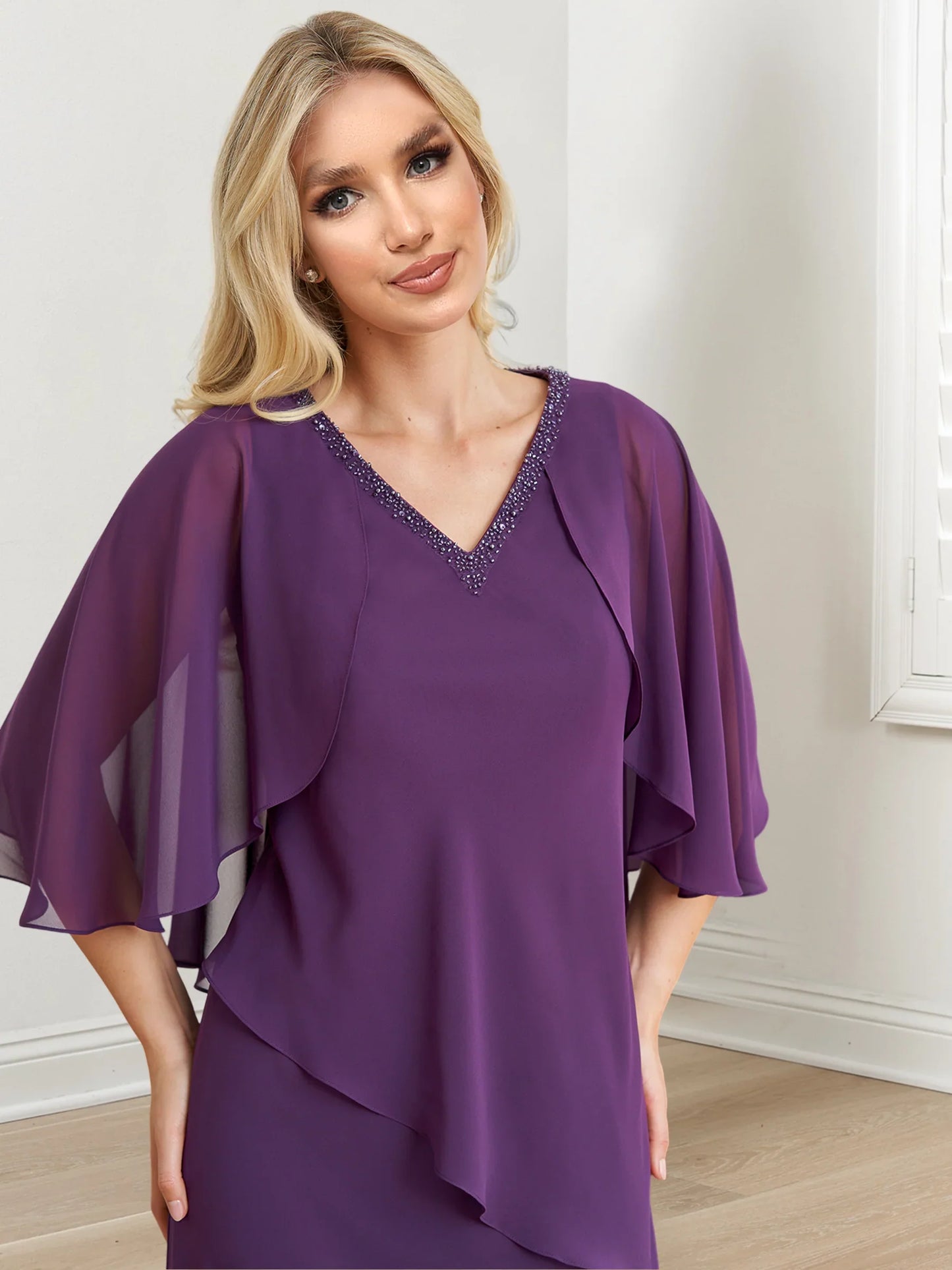 A-line/Princess V-neck to floor length mother of the bride dresses