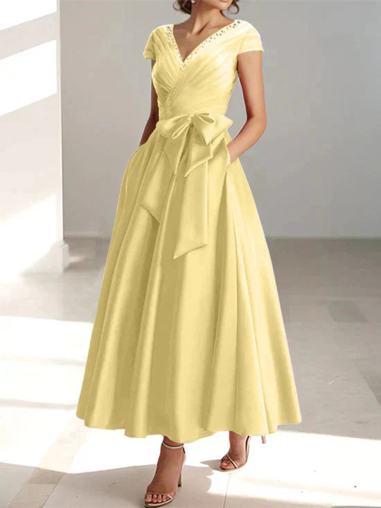 A-line/Princess V-neck pocket mother of the bride dresses