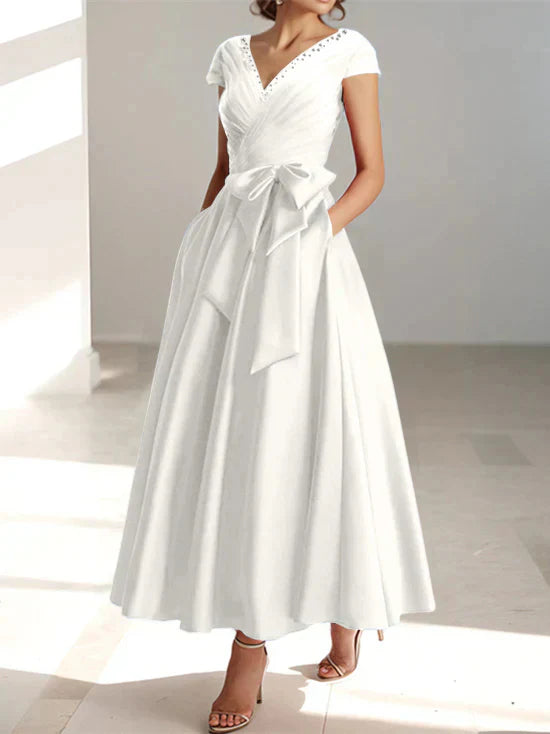 A-line/Princess V-neck pocket mother of the bride dresses