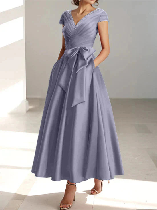 A-line/Princess V-neck pocket mother of the bride dresses