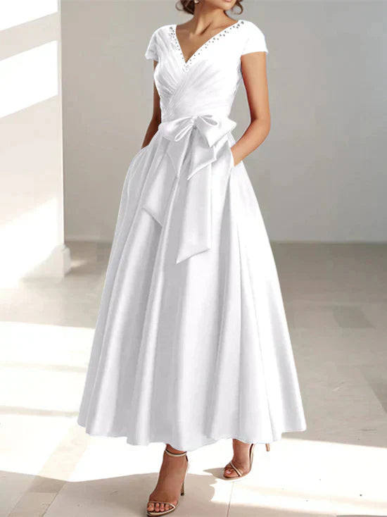 A-line/Princess V-neck pocket mother of the bride dresses