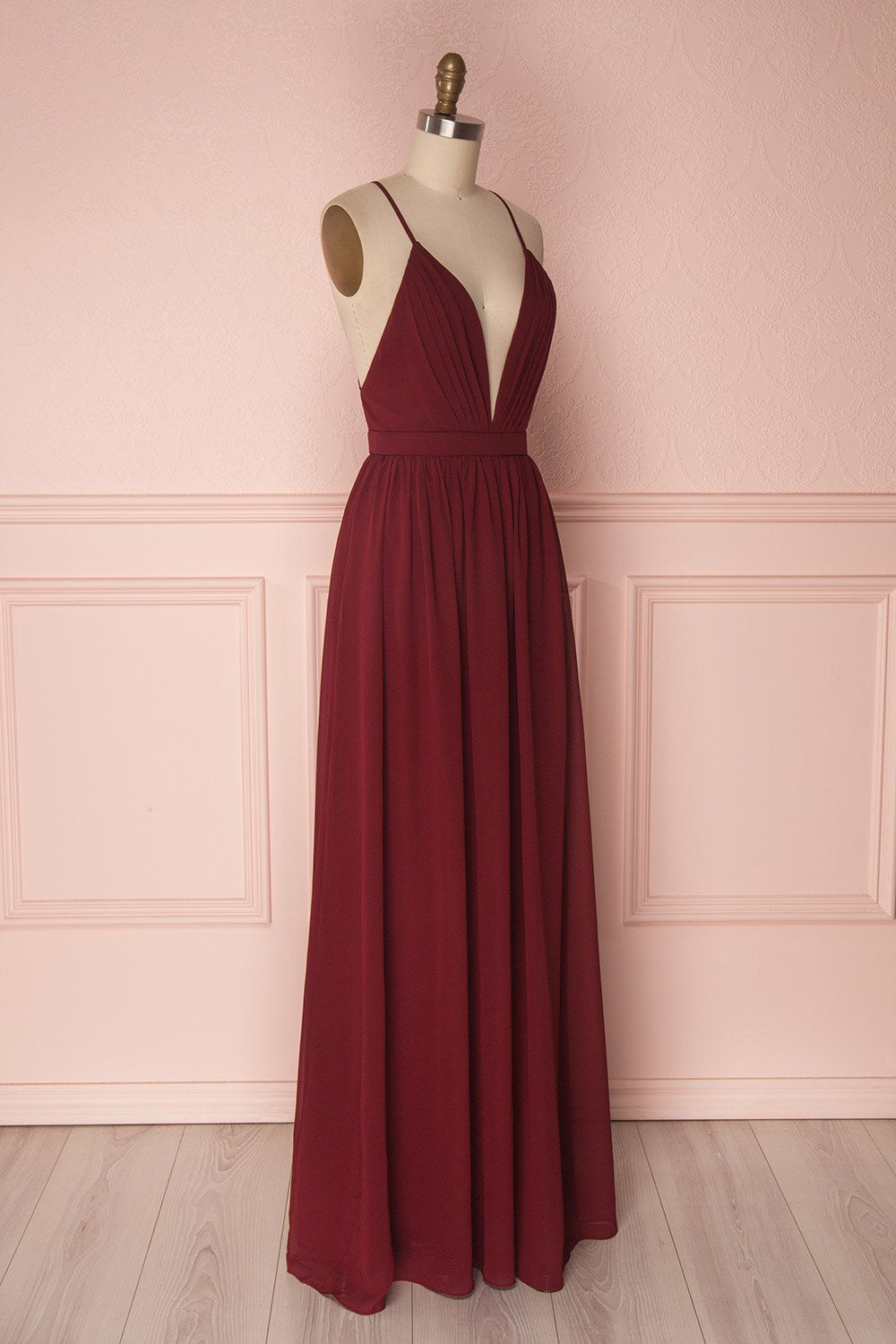 Plunging Neck A-Line Dark Green Bridesmaid Dress