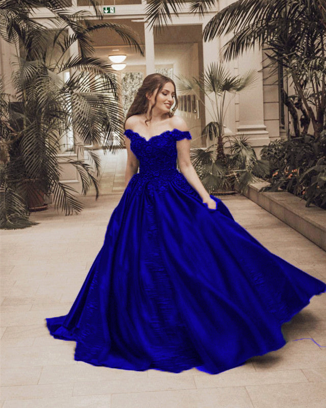 Gorgeous Lace Flower Beaded V-neck Emerald Green Prom Dress Ball Gowns