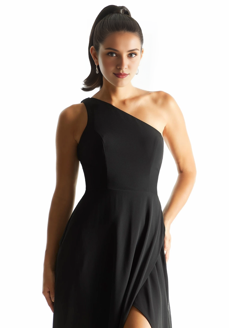 A-line single shoulder collar chiffon pleated scarf backless bridesmaid dress