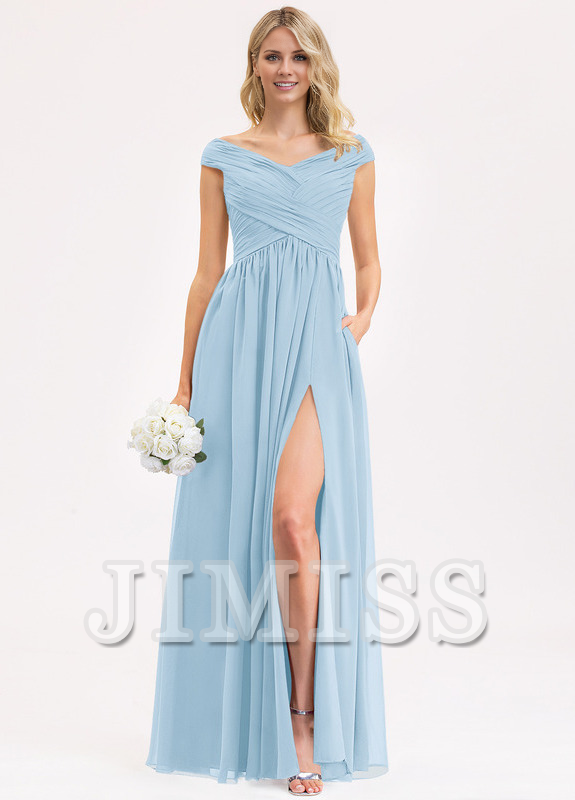 Ruffled A-line Floor-length Chiffon Bridesmaids Dress