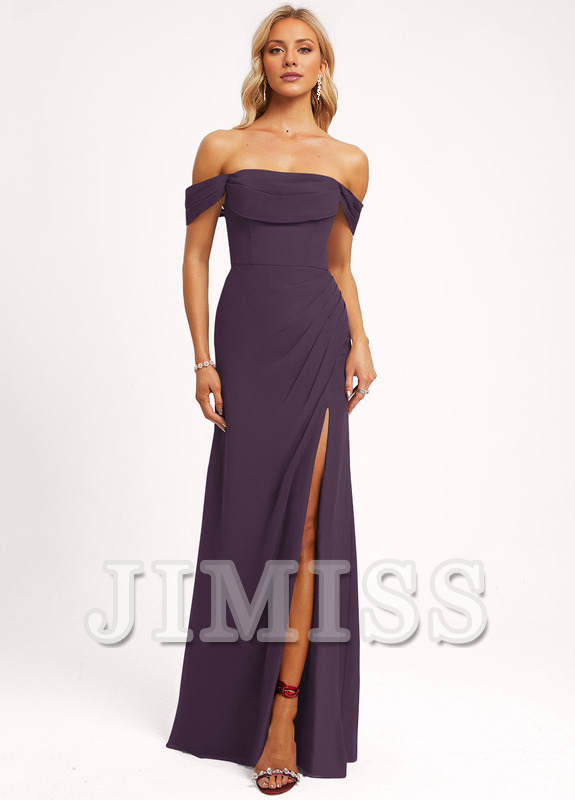Ruffled A-line Floor-length Chiffon Bridesmaids Dress