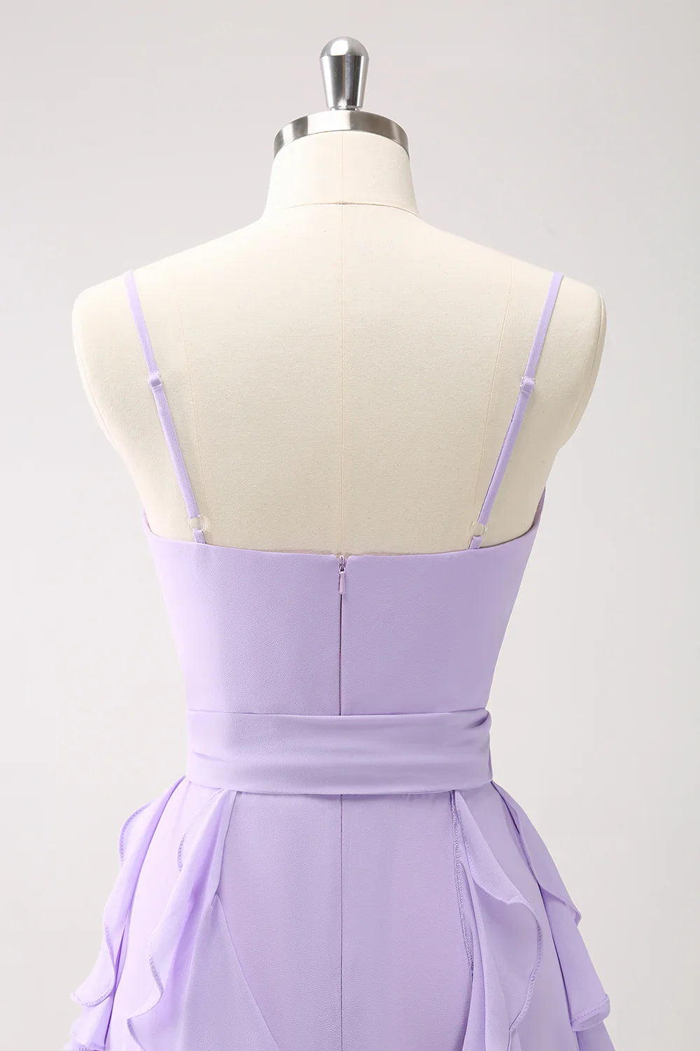 Lotus leaf edge strap backless long bridesmaid dress