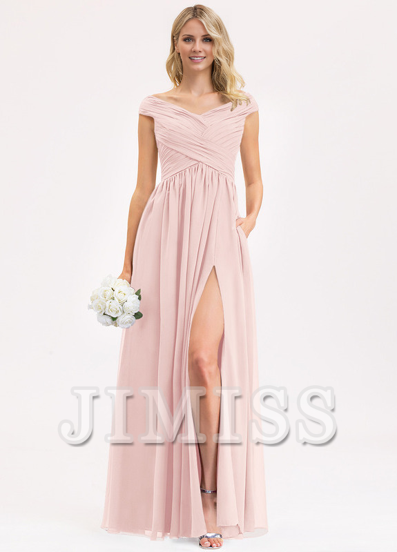 Ruffled A-line Floor-length Chiffon Bridesmaids Dress