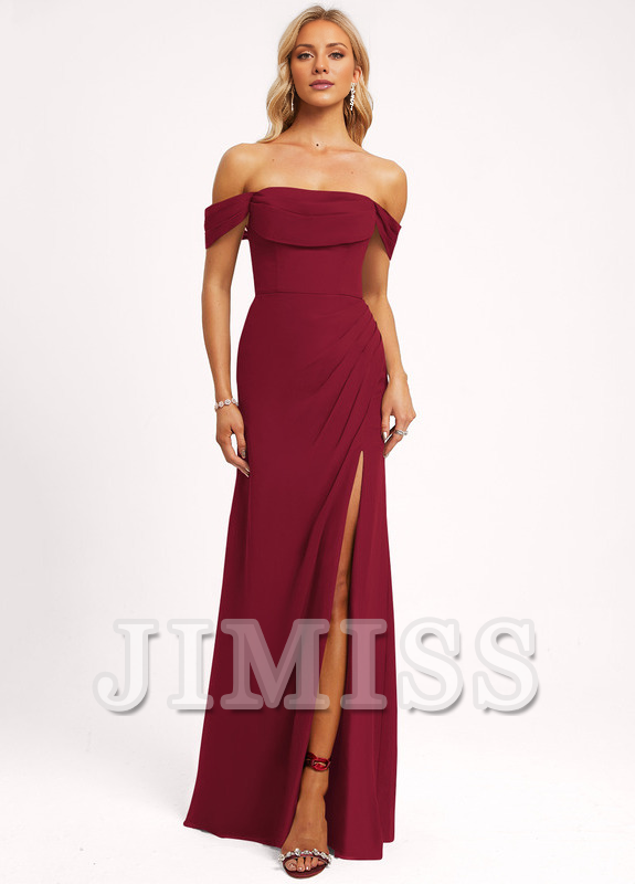 Ruffled A-line Floor-length Chiffon Bridesmaids Dress