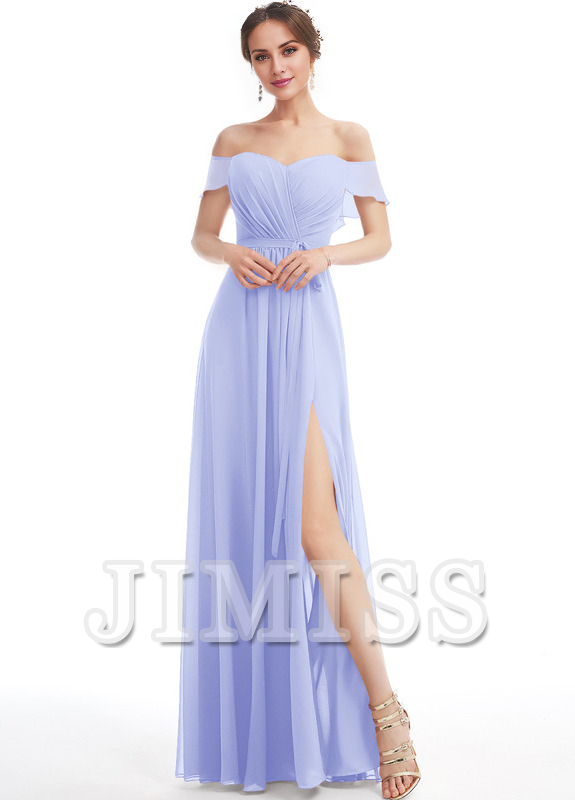 Ruffled A-line Floor-length Chiffon Bridesmaids Dress