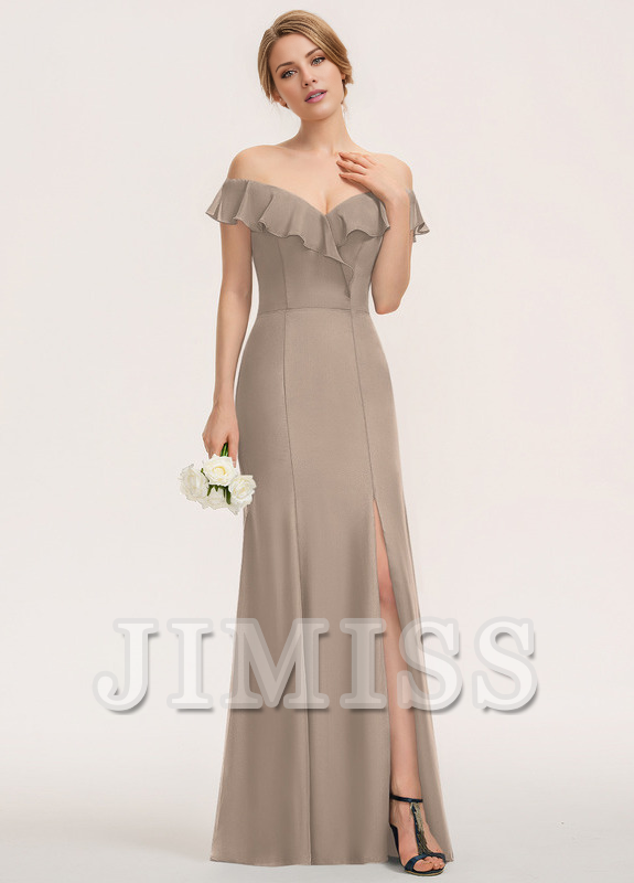 Tiered ruffled fitted pillared strapless floor-length chiffon bridesmaid dress