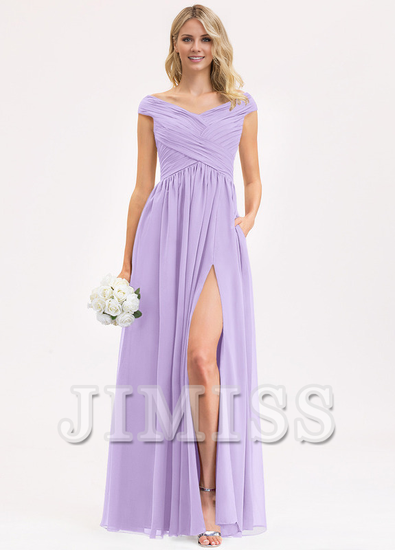 Ruffled A-line Floor-length Chiffon Bridesmaids Dress