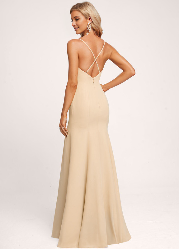 A-line Scoop Neck Floor-length Chiffon Bridesmaids Dress