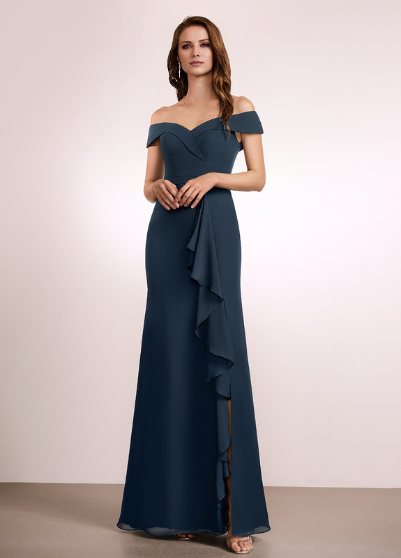 Ruffled A-line Floor-length Chiffon Bridesmaids Dress