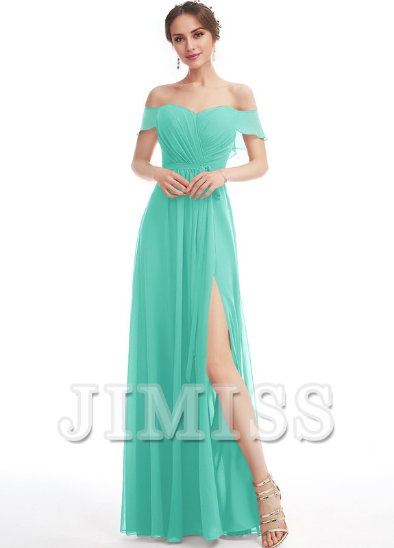 Ruffled A-line Floor-length Chiffon Bridesmaids Dress