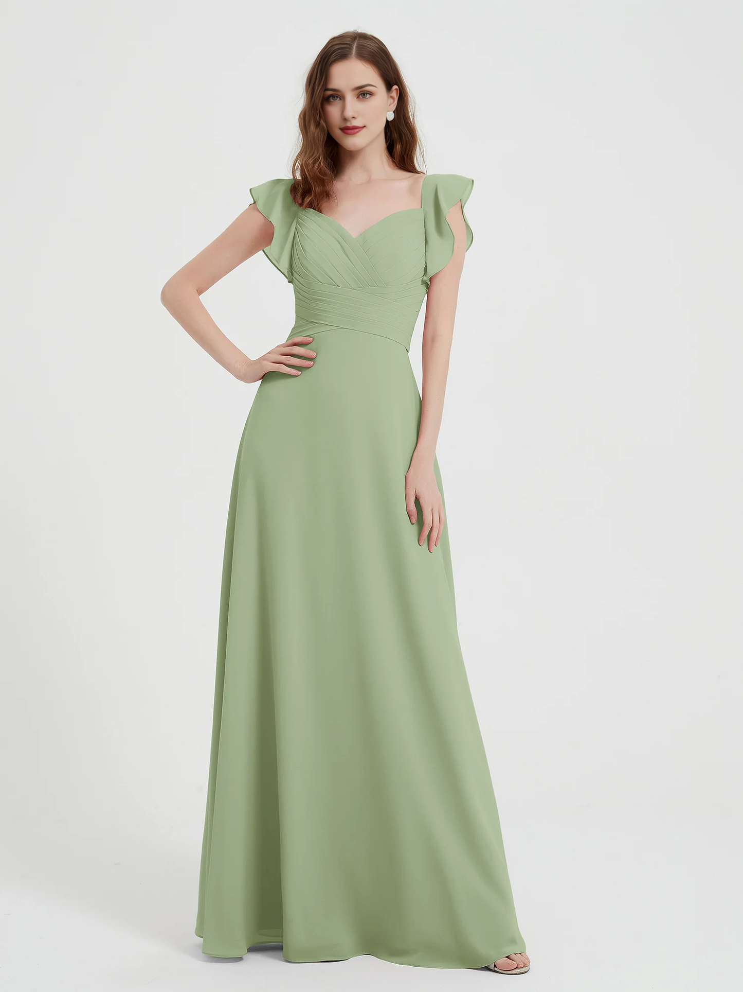 Sweetheart Drifting Sleeves Chiffon Dress