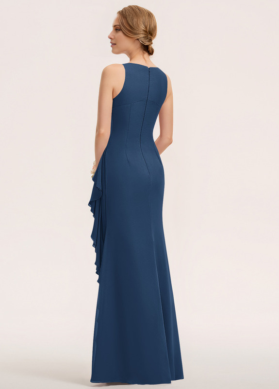 Tiered ruffled bustier with scoop neck chiffon bridesmaid dress