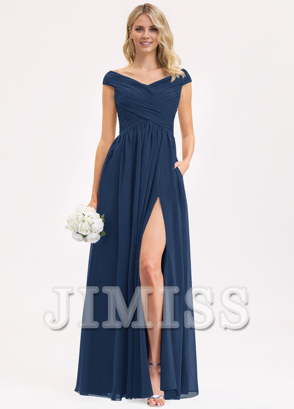 Ruffled A-line Floor-length Chiffon Bridesmaids Dress