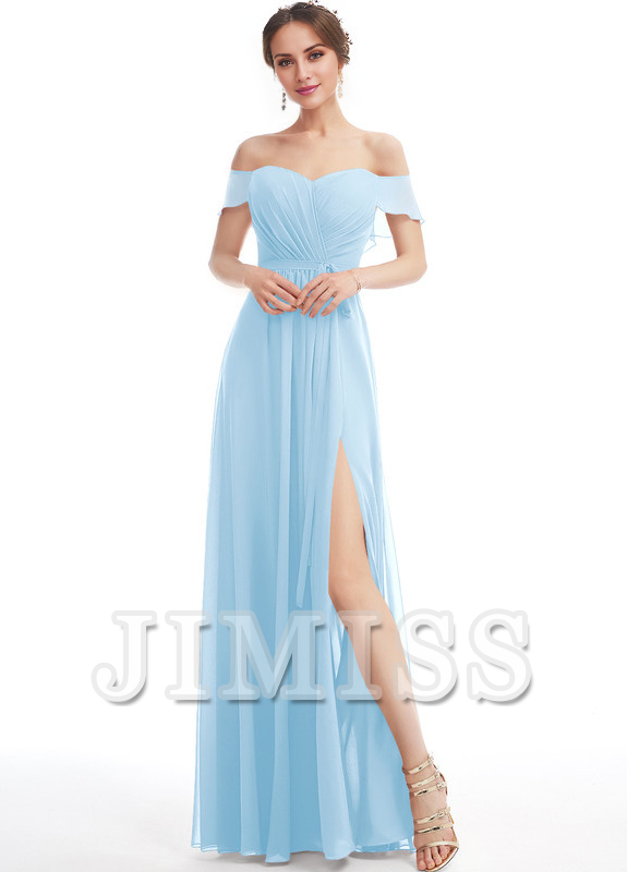 Ruffled A-line Floor-length Chiffon Bridesmaids Dress