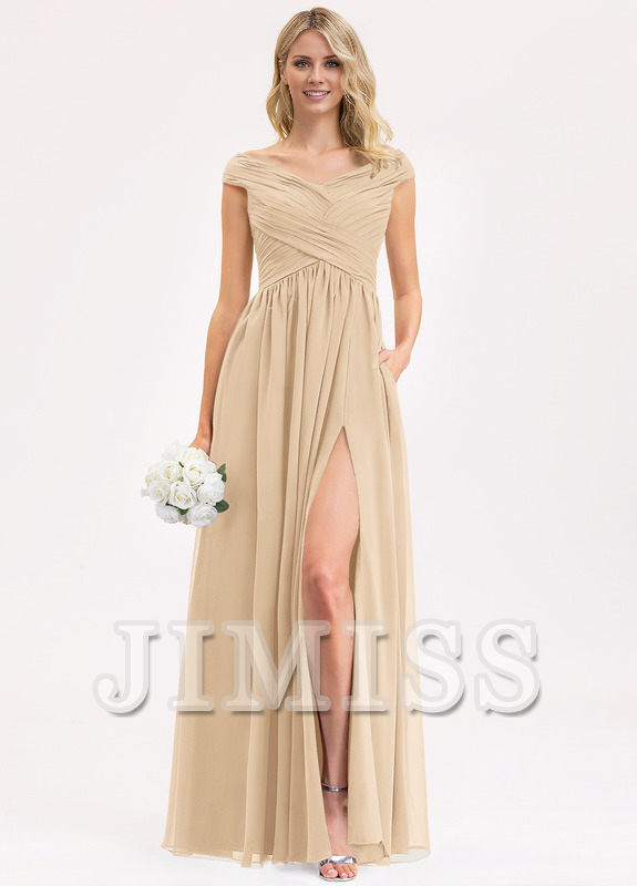 Ruffled A-line Floor-length Chiffon Bridesmaids Dress
