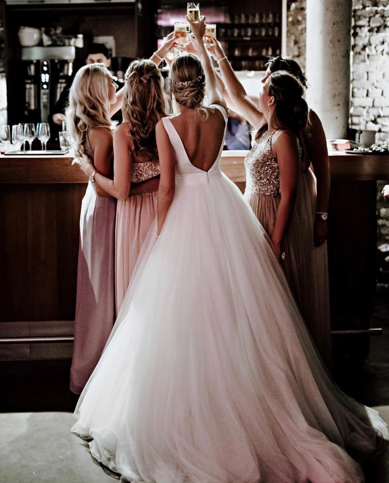 A-line Open Back Organza And Tulle Princess Wedding Dresses With Bow