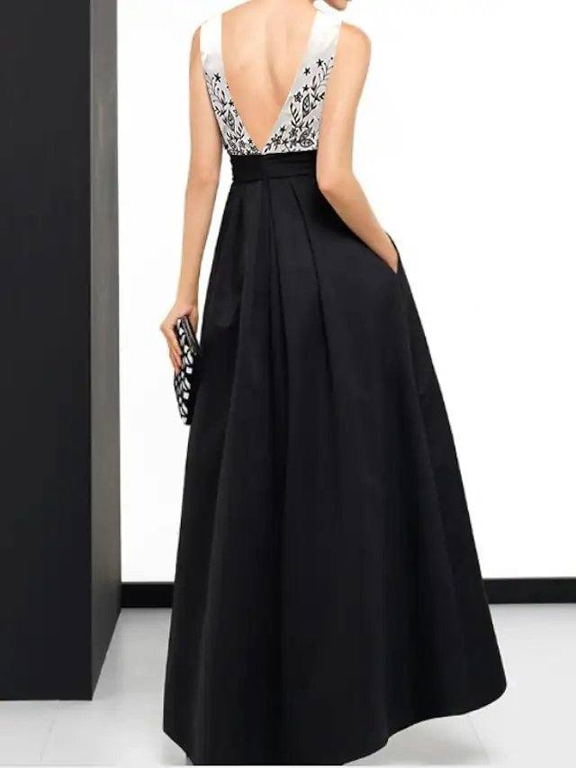 A-Line Beautiful Back Elegant Wedding Guest Formal Evening Dress Boat Neck Sleeveless Asymmetrical Satin with Appliques - RongMoon