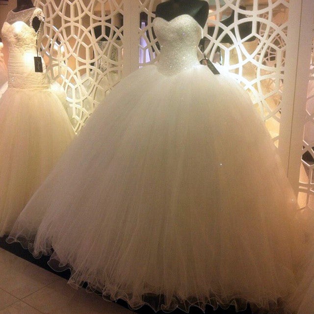Bling Bling Sequins Beaded Sweetheart Ball Gowns Wedding Dresses