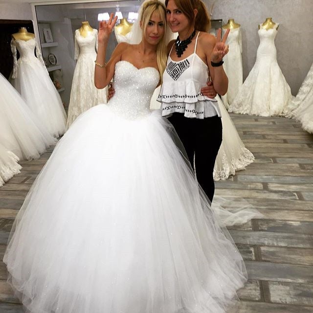 Bling Bling Sequins Beaded Sweetheart Ball Gowns Wedding Dresses