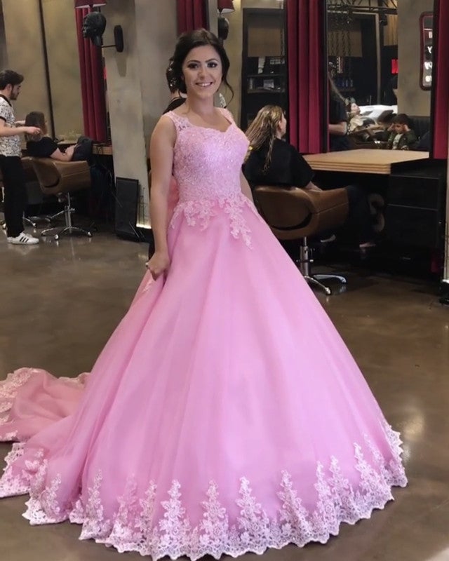 Blush Pink Wedding Dresses Tulle Ball Gown With Bow