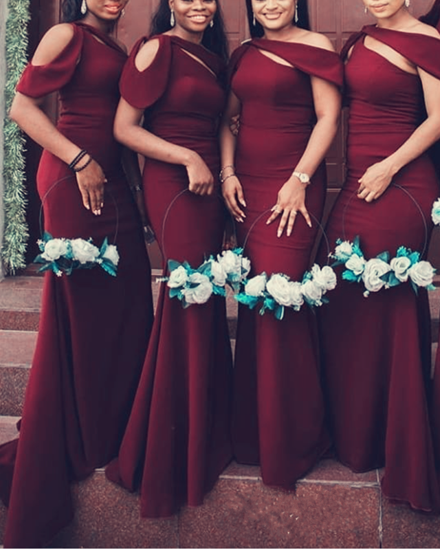 Satin Mermaid Bridesmaid Dresses One Shoulder
