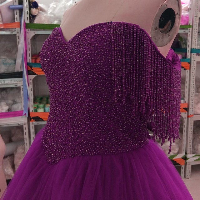 Burgundy Wedding Dresses Ball Gowns Off The Shoulder With Tassel