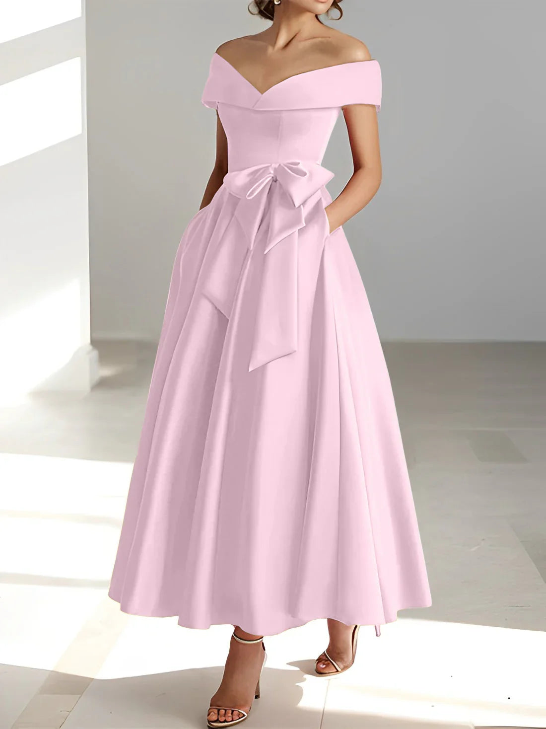 A-line/Princess Off Shoulder Pocket Mother of the bride dresses