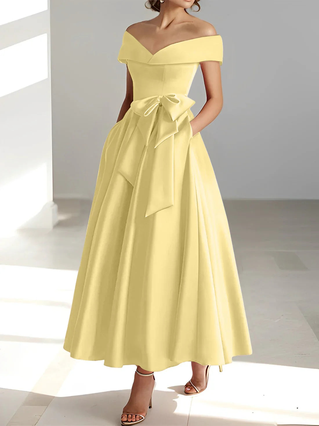 A-line/Princess Off Shoulder Pocket Mother of the bride dresses